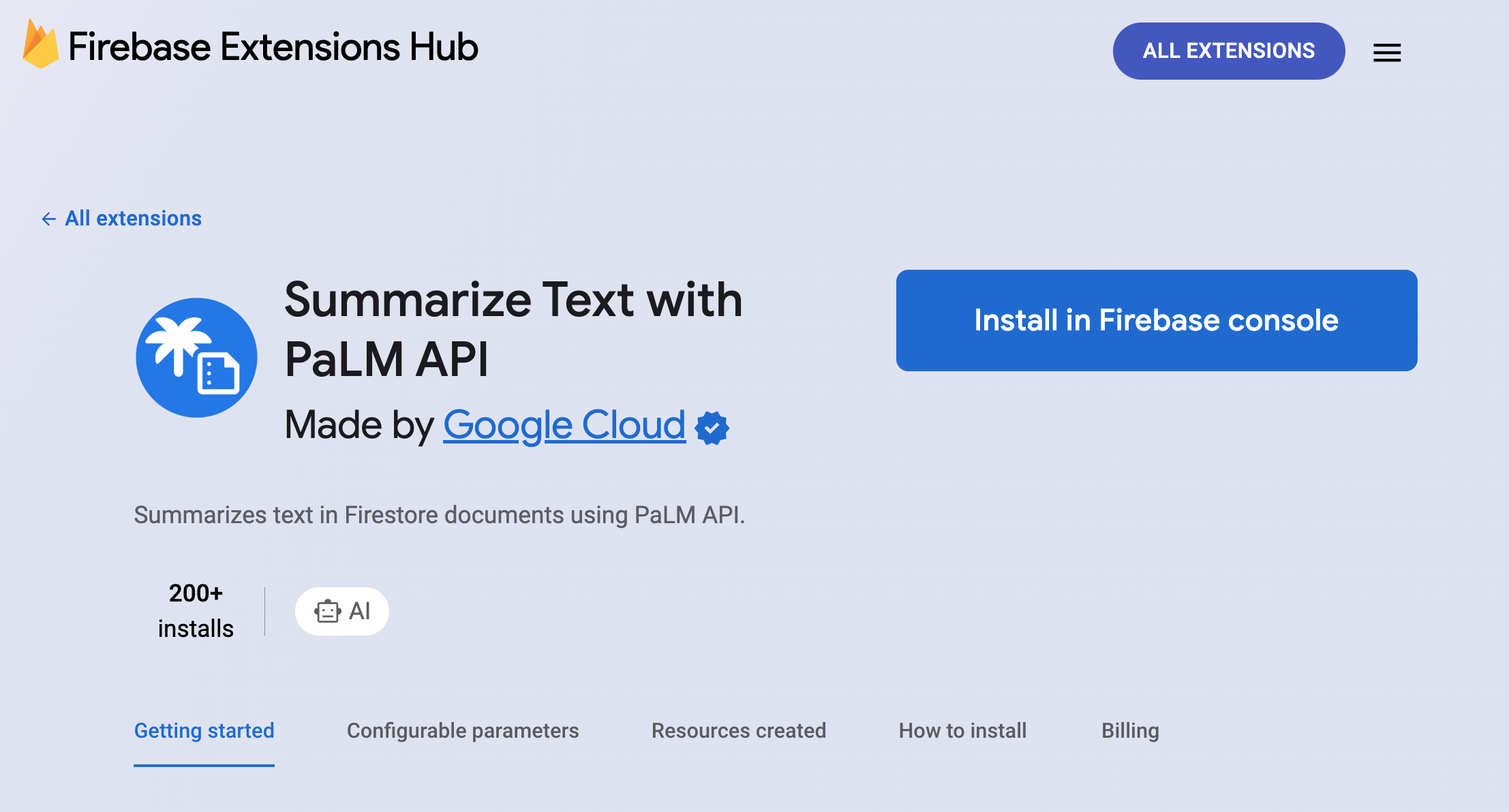 Install in Firebase Console